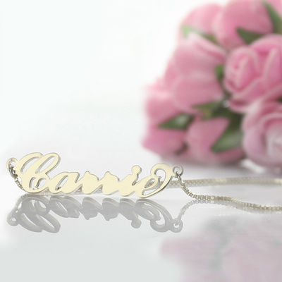 oro de encargo de cadena Carrie Style Name Necklace de los collares 18K de la plata 0.07oz de los 55cm