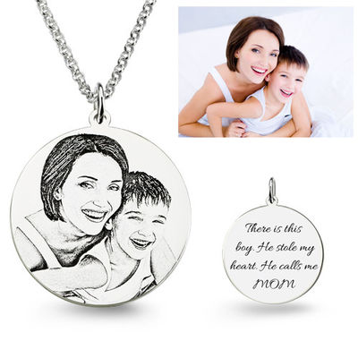 collar grabado novio de plata de encargo de la imagen de los collares de 0.11oz los 0.98in