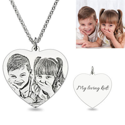 los 0.88in ODM de plata de encargo de Sterling Silver Photo Engraved Necklace de 3 collares del gramo