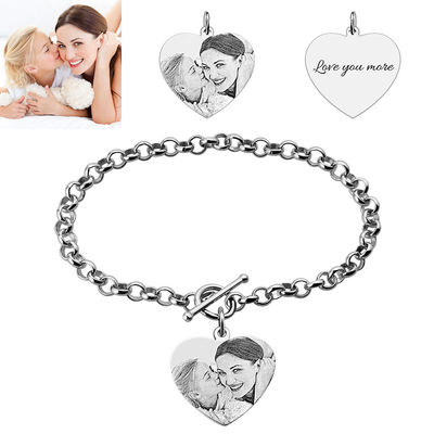 Los 0.8X0.8IN 0.7oz personalizaron la pulsera fototipada unisex s925 de las pulseras del encanto de la foto