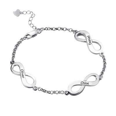 pulsera sólida del infinito del triple del oro 18k de las pulseras de plata de encargo de 0.18oz los 0.79cm