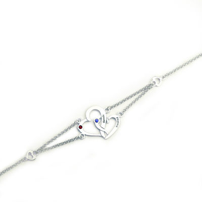 pulsera unisex del corazón del doble S925 de las pulseras de plata de encargo 0.04lb de los 0.29x0.23cm