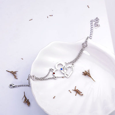 pulsera unisex del corazón del doble S925 de las pulseras de plata de encargo 0.04lb de los 0.29x0.23cm