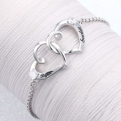 ODM grabado unisex de la pulsera del nombre de la pulsera de tobillo del corazón del doble 0.35oz del 1.9X1.7cm