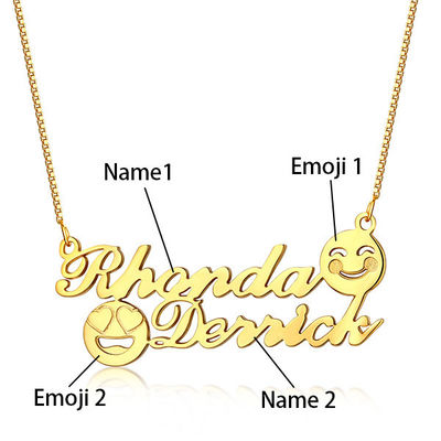 collar inicial conmemorativo del nombre del collar S925 del oro del 1.8ft 0.07oz Emoji