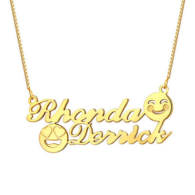 collar inicial conmemorativo del nombre del collar S925 del oro del 1.8ft 0.07oz Emoji