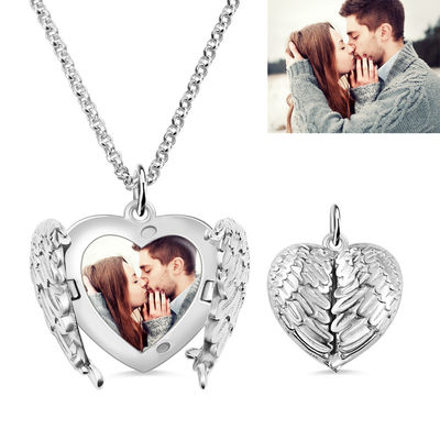 Collares de plata de encargo de la foto del corazón