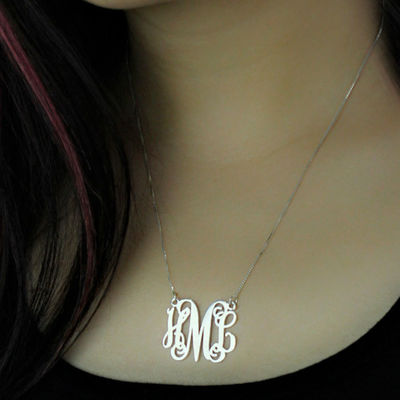 el 1.8ft 0.07oz personalizaron el oro del collar del monograma platearon tres SGS del collar de la letra
