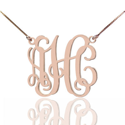el 1.8ft 0.07oz personalizaron el oro del collar del monograma platearon tres SGS del collar de la letra