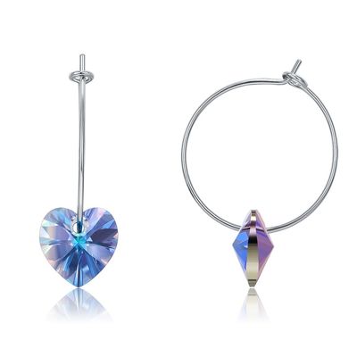 925 Sterling Silver Custom Hoop Earrings 20×10m m con el cristal de Austrian crystal