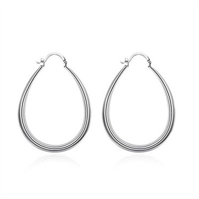 El platino plateó aros lisos del oro del círculo 14k 30×21m m para la señora de las mujeres