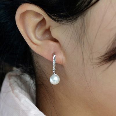 Pendientes de encargo plateados platino del aro de la perla del vintage geométricos para las mujeres