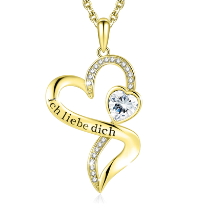 amor sin fin del oro en forma de corazón del collar del doble 0.29oz del 18in con el cristal blanco de Austrian crystal