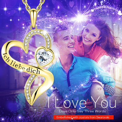 amor sin fin del oro en forma de corazón del collar del doble 0.29oz del 18in con el cristal blanco de Austrian crystal