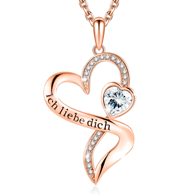 El rodio de los cristales Austrian crystal 0.29oz del collar el 18in de Rose Gold Crystal Double Heart plateó