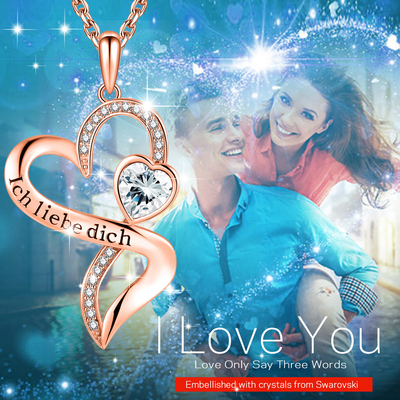 El rodio de los cristales Austrian crystal 0.29oz del collar el 18in de Rose Gold Crystal Double Heart plateó