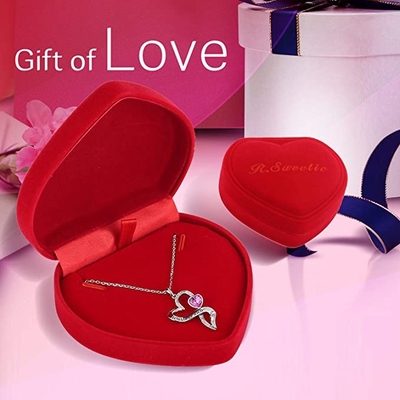 El rodio del collar de 925 Sterling Silver Personalized Double Heart plateó los cristales Austrian crystal