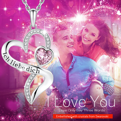 Sterling Silver Heart Pendant Necklace grabado con el cristal púrpura de Austrian crystal