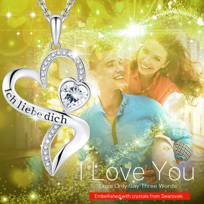 Collar doble 925 Sterling Silver White Austrian crystal Crystal del infinito del corazón de las muchachas