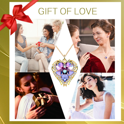 Oro grande de 18 de la pulgada 8,2 de Austrian crystal del collar del corazón del collar collares de Crystal Rose Gold Colorful Crystal Womens