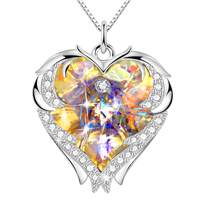 Regalos de 18 pulgadas 8,2 para la mamá del collar grande del corazón de la hija con Austrian crystal Crystal Necklace For Girlfriend amarillo