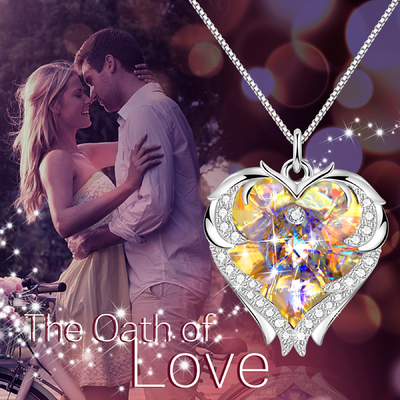 Regalos de 18 pulgadas 8,2 para la mamá del collar grande del corazón de la hija con Austrian crystal Crystal Necklace For Girlfriend amarillo