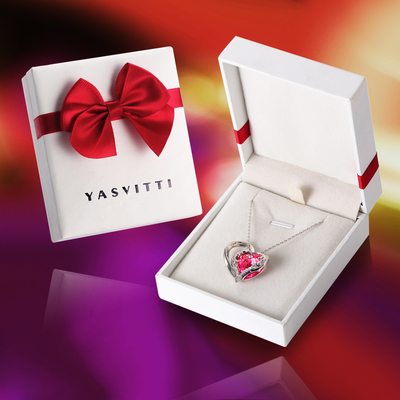 Cristal rosado sin plomo de Sterling Silver Heart Pendant Necklace el 1.18x0.98in Austrian crystal
