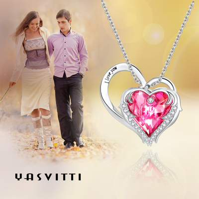Cristal rosado sin plomo de Sterling Silver Heart Pendant Necklace el 1.18x0.98in Austrian crystal