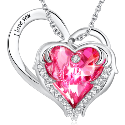 Cristal rosado sin plomo de Sterling Silver Heart Pendant Necklace el 1.18x0.98in Austrian crystal