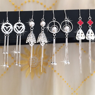 990 pendientes largos del descenso de la borla 0.19oz de Sterling Silver Jewelry Earrings los 7.1cm