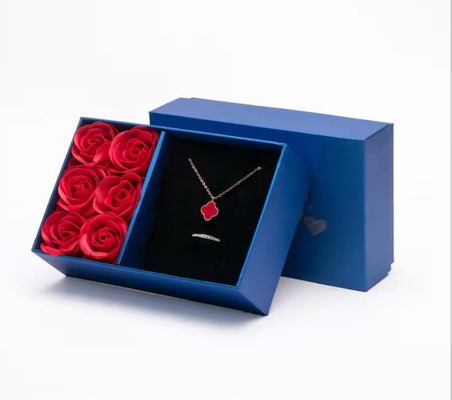 caja de empaquetado Ring Box del pendiente de la caja del collar del joyero de 115*115*110 milímetro 0,406 kilogramo Rose Flower Gift Jewelry Box