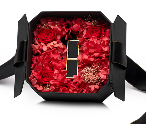 Rose Flower Gift Jewelry Box negra 0,406 kilogramos para el anillo del pendiente del collar